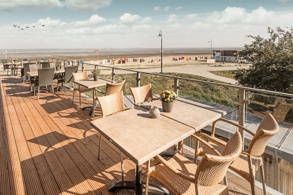 Strandblick von der Terrasse Strandblick Weltnaturerbeportal Restaurant Dangast